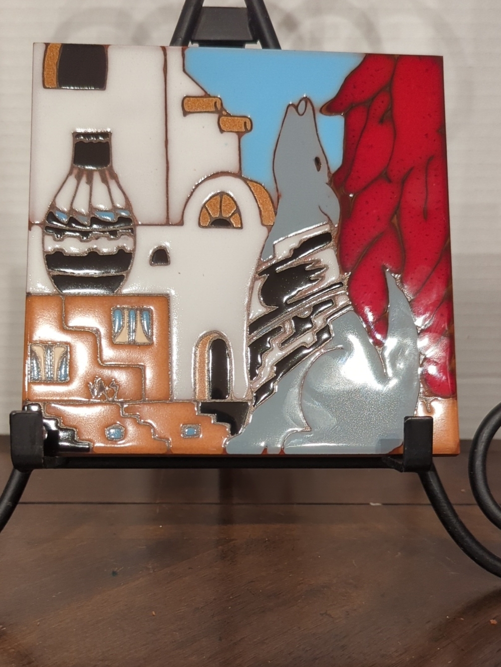 VTG Earthtones Southwest Pueblo Ceramic Art Tile Trivet